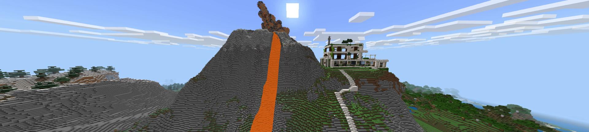 Panorama of the Minecraft Bedrock Marketplace product Volcano Millionaire Mansion created by RareLoot.