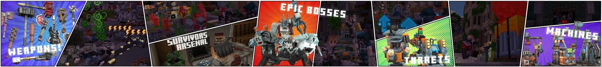 Panorama of the Minecraft Bedrock Marketplace product Zombie Defense created by RareLoot.