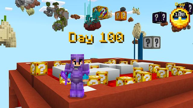 Screenshot of the Minecraft Bedrock Marketplace product 100 Days Lucky Block created by Razzleberries.