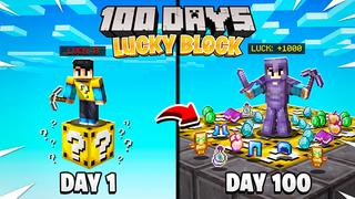Thumbnail of the Minecraft Bedrock Marketplace product 100 Days Lucky Block created by Razzleberries.