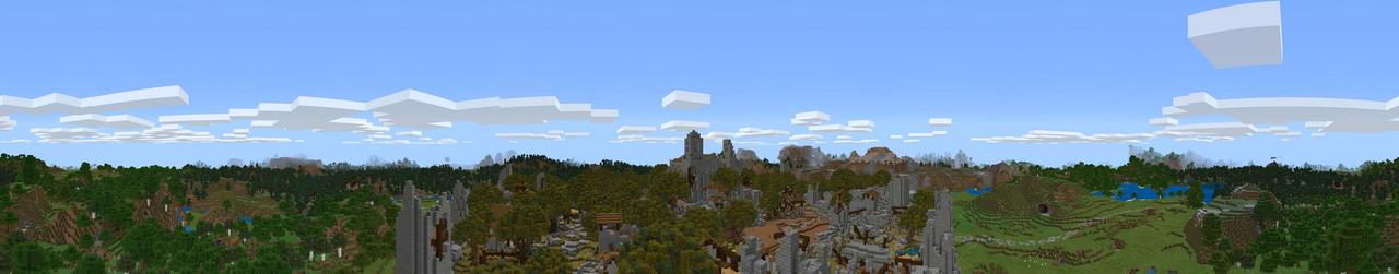 Panorama of the Minecraft Bedrock Marketplace product Abandoned Ruins created by Razzleberries.