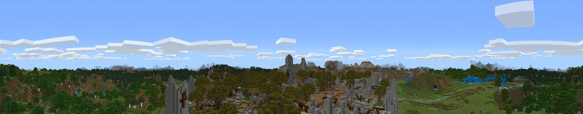 Panorama of the Minecraft Bedrock Marketplace product Abandoned Ruins created by Razzleberries.
