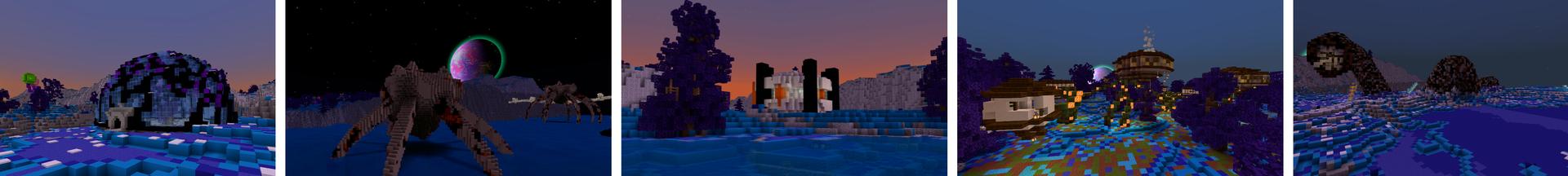 Panorama of the Minecraft Bedrock Marketplace product Alien Planet created by Razzleberries.