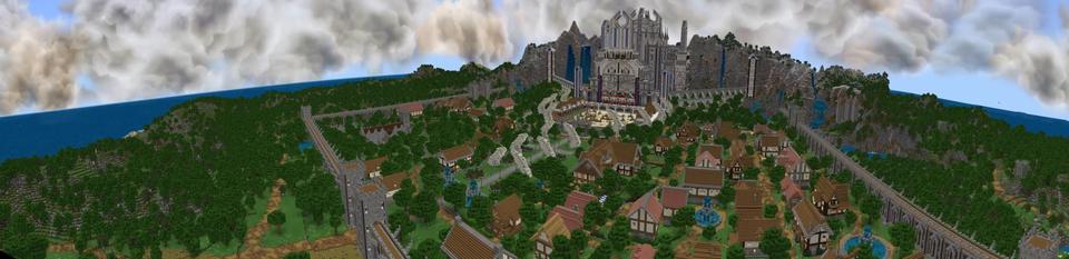 Panorama of the Minecraft Bedrock Marketplace product Ambercrest Isle created by Razzleberries.