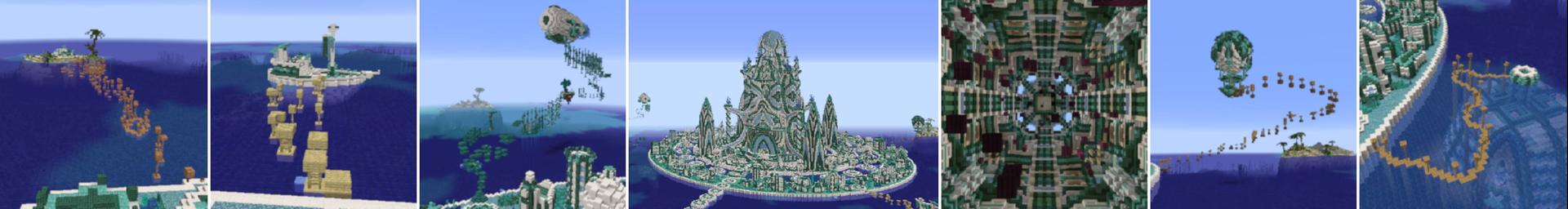 Panorama of the Minecraft Bedrock Marketplace product Atlantis Ore Parkour created by Razzleberries.
