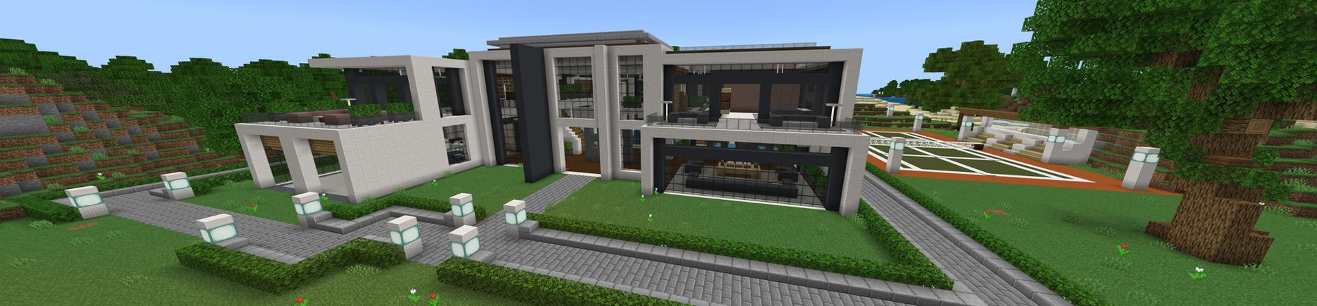 Panorama of the Minecraft Bedrock Marketplace product Beachside Vacation Mansion created by Razzleberries.