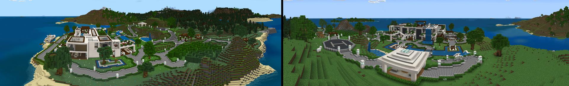 Panorama of the Minecraft Bedrock Marketplace product Billionaire Forest Estate created by Razzleberries.