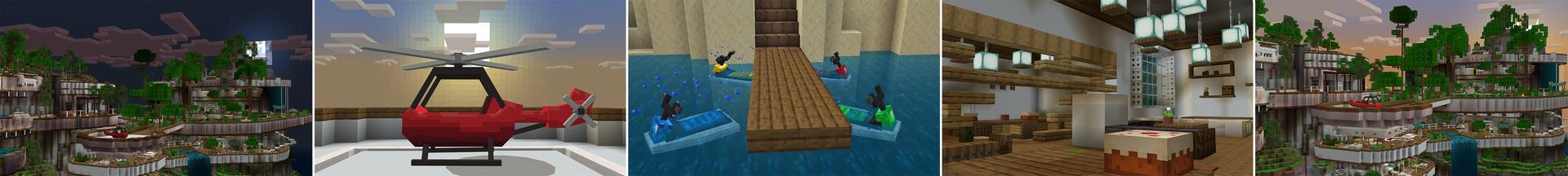 Panorama of the Minecraft Bedrock Marketplace product Billionaire Mansion created by Razzleberries.