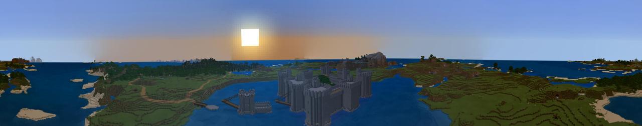 Panorama of the Minecraft Bedrock Marketplace product Bodiam Castle created by Razzleberries.