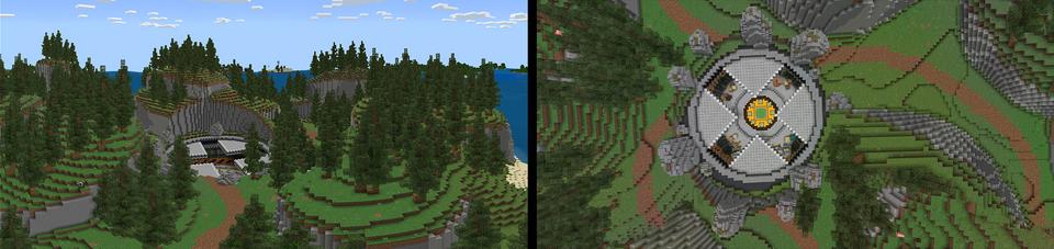 Panorama of the Minecraft Bedrock Marketplace product Boxic's Big Bunker created by Razzleberries.