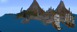 Panorama of the Minecraft Bedrock Marketplace product Cair Tilos Medieval Island created by Razzleberries.
