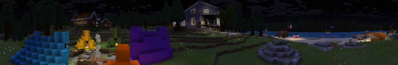 Panorama of the Minecraft Bedrock Marketplace product Camp Fear created by Razzleberries.