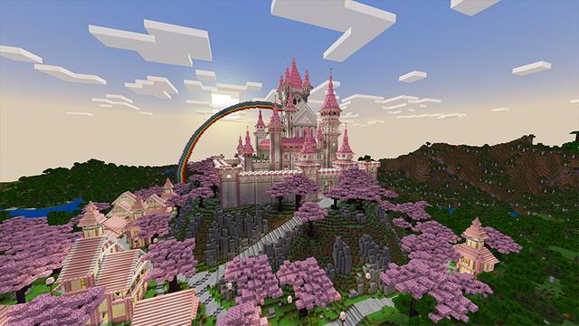 Screenshot of the Minecraft Bedrock Marketplace product Cherry Blossom Castle created by Razzleberries.