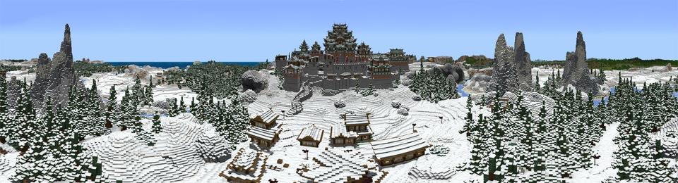 Panorama of the Minecraft Bedrock Marketplace product City of Seishin created by Razzleberries.