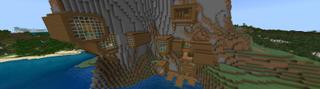 Panorama of the Minecraft Bedrock Marketplace product Cliffside Barrel Base created by Razzleberries.