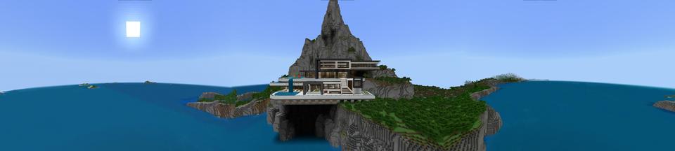 Panorama of the Minecraft Bedrock Marketplace product Cliffside Millionaire Estate created by Razzleberries.