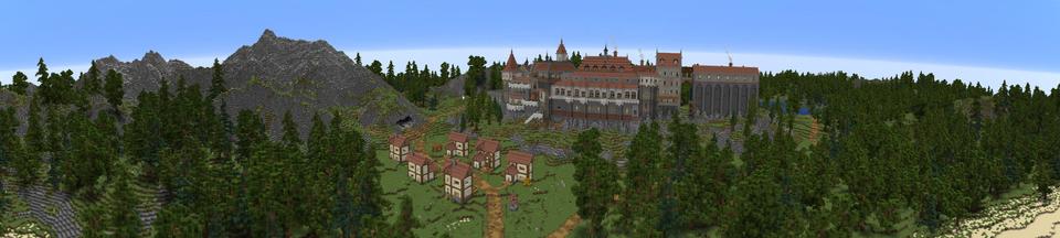 Panorama of the Minecraft Bedrock Marketplace product Corvin Castle created by Razzleberries.