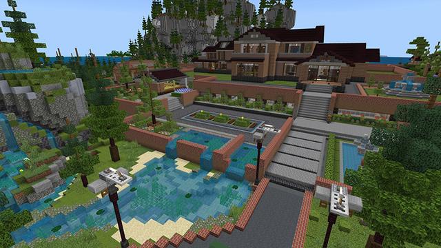 Screenshot of the Minecraft Bedrock Marketplace product Cozy Pine Mansion created by Razzleberries.