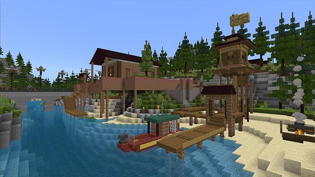 Screenshot of the Minecraft Bedrock Marketplace product Cozy Pine Mansion created by Razzleberries.