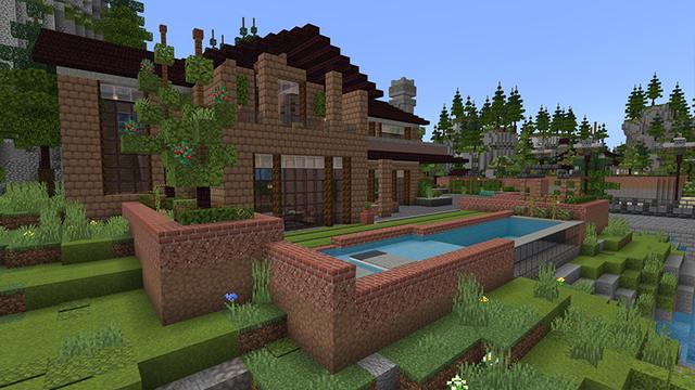 Screenshot of the Minecraft Bedrock Marketplace product Cozy Pine Mansion created by Razzleberries.