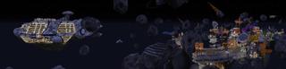 Panorama of the Minecraft Bedrock Marketplace product Cyberpunk Space Station created by Razzleberries.