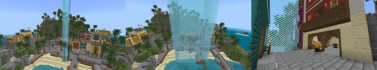 Panorama of the Minecraft Bedrock Marketplace product Day=Border created by Razzleberries.