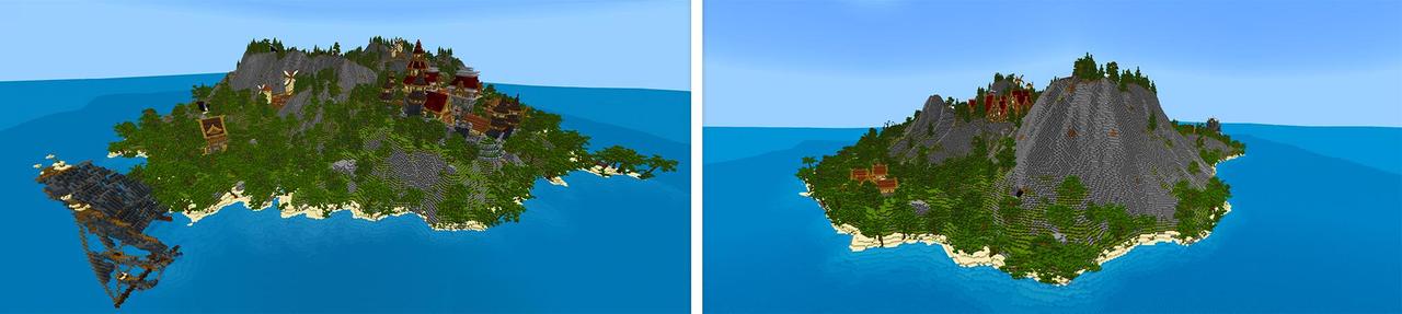 Panorama of the Minecraft Bedrock Marketplace product Epic Islands Crimsonwood created by Razzleberries.
