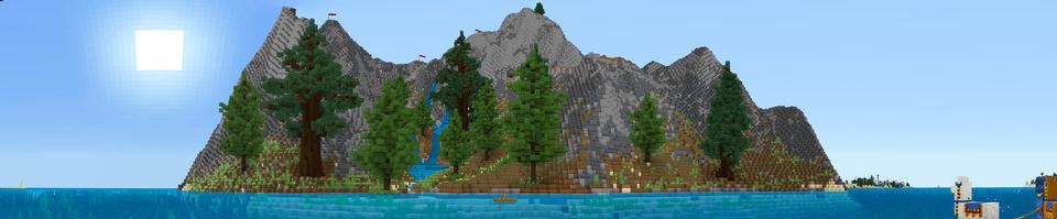 Panorama of the Minecraft Bedrock Marketplace product Extreme Survival Mountains created by Razzleberries.