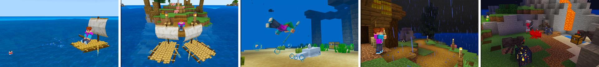 Panorama of the Minecraft Bedrock Marketplace product Extreme Survival: Raft created by Razzleberries.