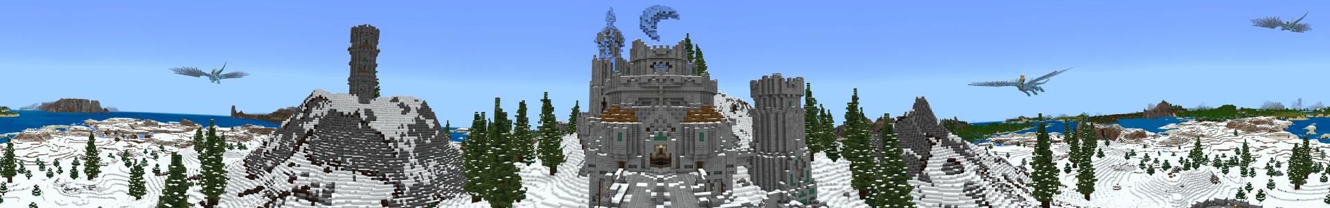 Panorama of the Minecraft Bedrock Marketplace product Fantasy Spawns: Frozen Castle created by Razzleberries.