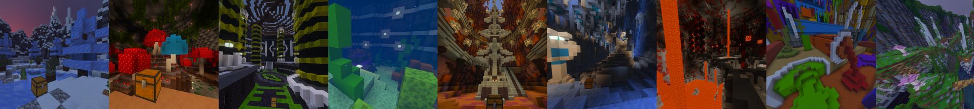 Panorama of the Minecraft Bedrock Marketplace product Find the Button created by Razzleberries.