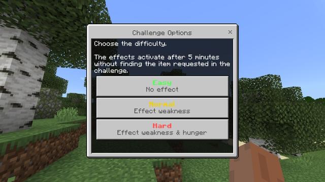 Screenshot of the Minecraft Bedrock Marketplace product Force Items Challenge created by Razzleberries.