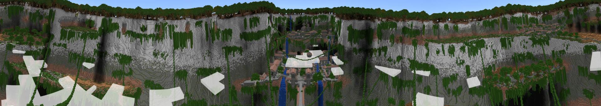 Panorama of the Minecraft Bedrock Marketplace product Forgotten Valley created by Razzleberries.