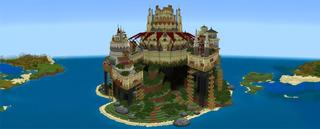 Panorama of the Minecraft Bedrock Marketplace product Fortress up high created by Razzleberries.