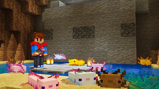 Screenshot of the Minecraft Bedrock Marketplace product Giant Axolotl created by Razzleberries.
