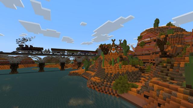 Screenshot of the Minecraft Bedrock Marketplace product Goldwagon Canyon created by Razzleberries.