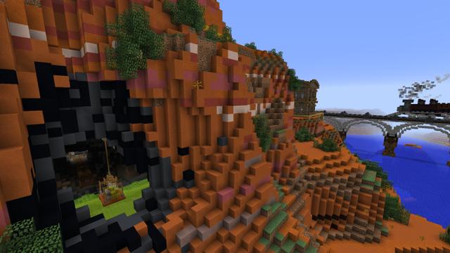 Screenshot of the Minecraft Bedrock Marketplace product Goldwagon Canyon created by Razzleberries.