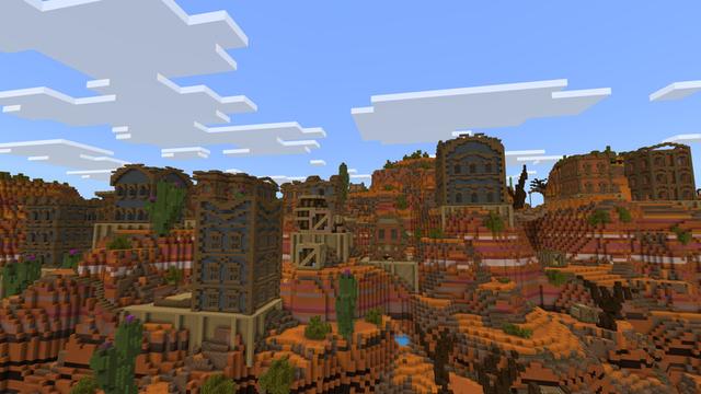 Screenshot of the Minecraft Bedrock Marketplace product Goldwagon Canyon created by Razzleberries.