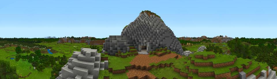 Panorama of the Minecraft Bedrock Marketplace product Hidden Mountain Bunker created by Razzleberries.