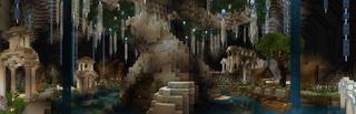 Panorama of the Minecraft Bedrock Marketplace product Hidden Mountain Village created by Razzleberries.