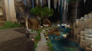 Screenshot of the Minecraft Bedrock Marketplace product Hidden Mountain Village created by Razzleberries.
