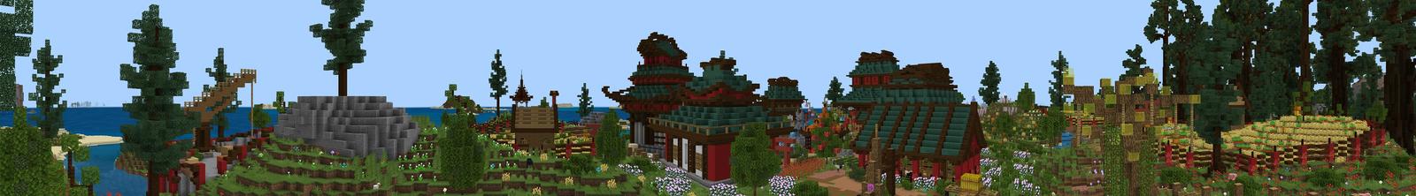 Panorama of the Minecraft Bedrock Marketplace product Hidden Ninja Village created by Razzleberries.