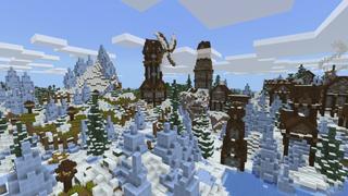 Screenshot of the Minecraft Bedrock Marketplace product KVASIR, Nordic Village Spawn created by Razzleberries.