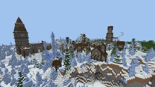 Screenshot of the Minecraft Bedrock Marketplace product KVASIR, Nordic Village Spawn created by Razzleberries.