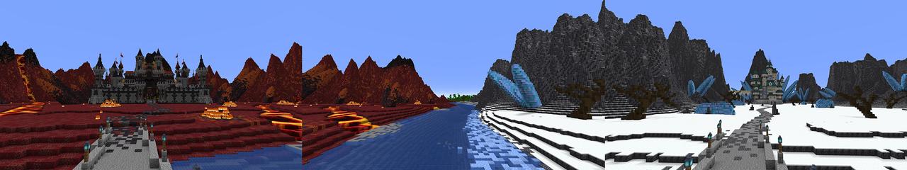 Panorama of the Minecraft Bedrock Marketplace product Light VS Dark created by Razzleberries.