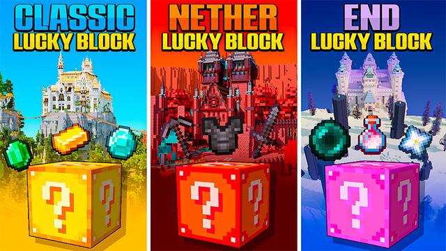 Thumbnail of the Minecraft Bedrock Marketplace product Lucky Block Castles created by Razzleberries.