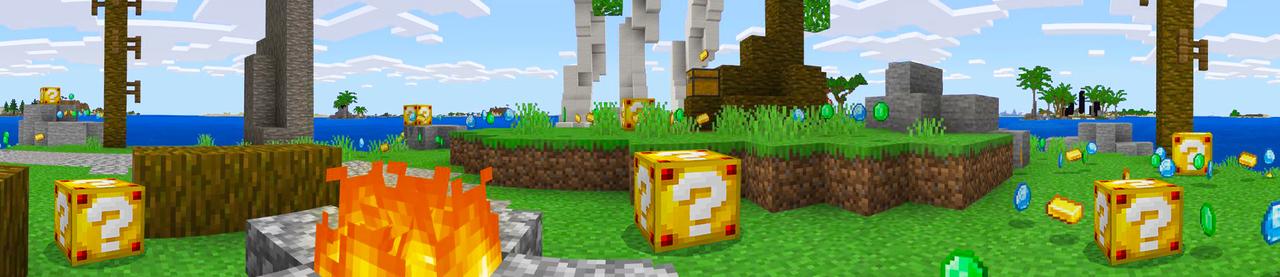 Panorama of the Minecraft Bedrock Marketplace product Lucky Block Islands created by Razzleberries.