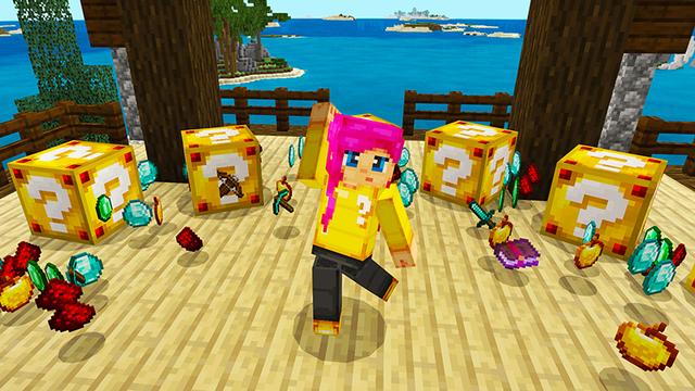 Screenshot of the Minecraft Bedrock Marketplace product Lucky Block Islands created by Razzleberries.