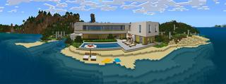 Panorama of the Minecraft Bedrock Marketplace product Luxury Beachside Mansion created by Razzleberries.