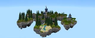 Panorama of the Minecraft Bedrock Marketplace product Magic Skies Castle created by Razzleberries.